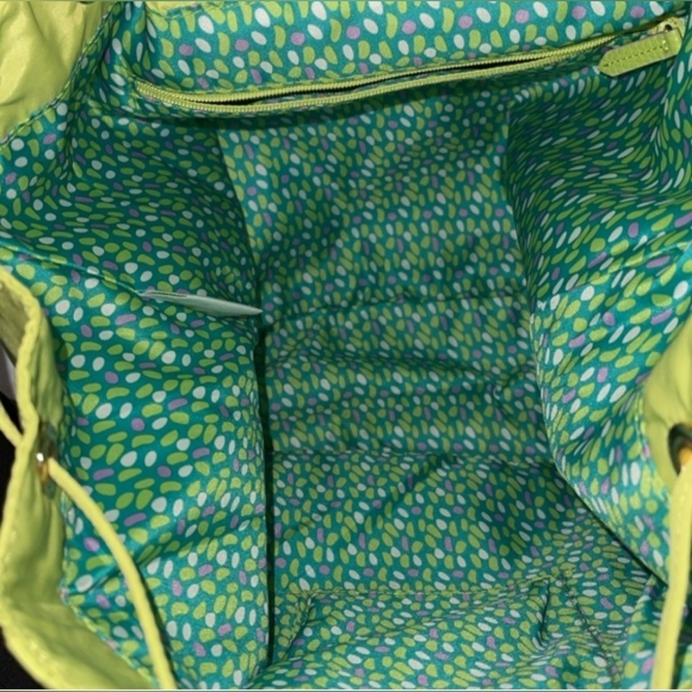 VERA BRADLEY Preppy Poly Drawstring Backpack- Citrine Faux Leather Trim - Picture 6 of 12